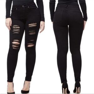 GOOD AMERICAN Good Legs Distressed Black Jeans